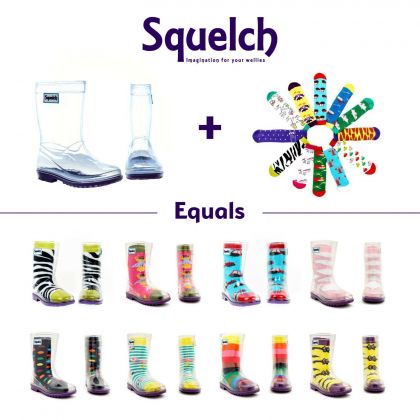 Squelch Прозрачни ботуши + подарък чифт чорапи