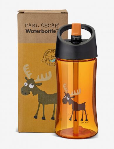 Carl Oscar бутилка за вода 350 мл. със сламка и твърд накрайник, оранжева