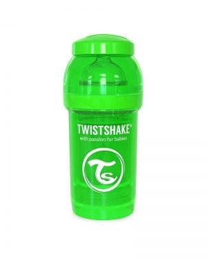 Twistshake бебешко шише антиколик 180мл., зелено