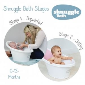 Shnuggle - световно-награждавана бебешка вана за къпане Pink - White Banana
