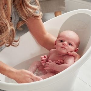 Shnuggle - световно-награждавана бебешка вана за къпане Blue-White Banana