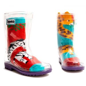 Squelch Прозрачни ботуши + подарък чифт чорапи