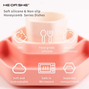 He Or She силиконов комплект за хранене 3 части Pink series 