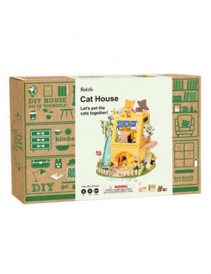 Robotime Rolife миниатюрна къща за котки Cat House 3D  "Направи си сам"