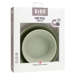 BIBS Комплект за хранене чиния и купа с капак Sage