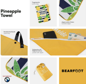 BearFoot плажна кърпа 90х200см. Pineapple