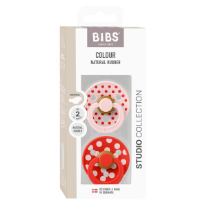 BIBS COLOUR POLKA DOTS залъгалка каучук Blossom/Candy Apple 0-6 месеца 2 бр.