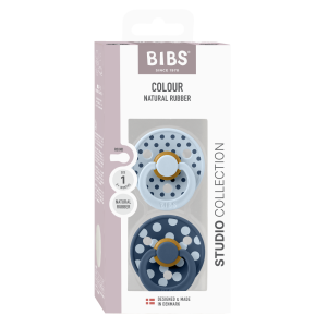 BIBS COLOUR POLKA DOTS залъгалка каучук Blue/Steel Blue 0-6 месеца 2 бр.