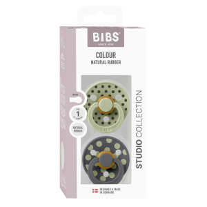 BIBS COLOUR POLKA DOTS залъгалка каучук Sage/Iron 0-6 месеца 2 бр.