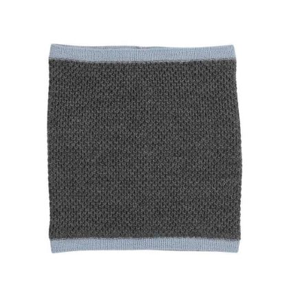 Шушулка шал-яка 100% мерино сива със син кант