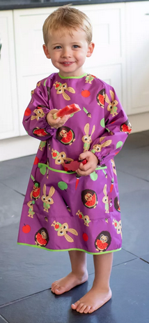 Tidy Tot дълъг лигавник Coverall с джоб и ръкави Plum Purple