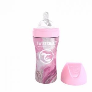 Twistshake бебешко шише неръждаема стомана 330мл., мраморно розово