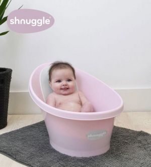 Shnuggle - световно-награждавана бебешка вана за къпане Pink - White Banana