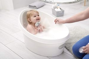 Shnuggle - световно-награждавана бебешка вана за къпане 12+ месеца White Gray 