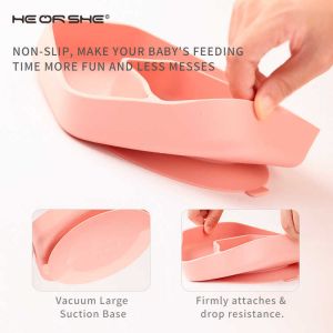 He Or She силиконов комплект за хранене 3 части Pink series 