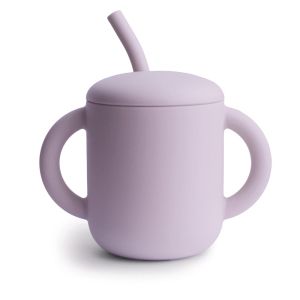 Mushie силиконова тренировъчна чаша със сламка Soft Lilac