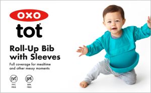 OXO Tot лигавник Roll-Up с ръкави и силиконов джоб Син