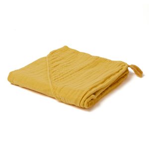 OrganicEra Кърпа с качулка от органичен муселин, Mustard