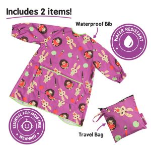 Tidy Tot дълъг лигавник Coverall с джоб и ръкави Plum Purple
