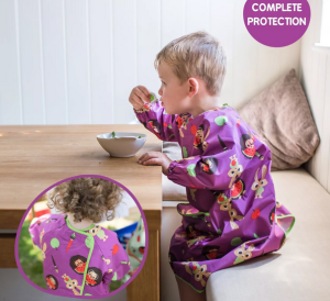 Tidy Tot дълъг лигавник Coverall с джоб и ръкави Plum Purple