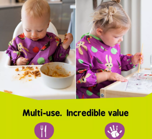 Tidy Tot дълъг лигавник Coverall с джоб и ръкави Plum Purple