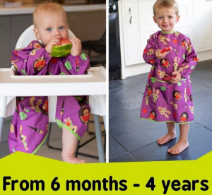 Tidy Tot дълъг лигавник Coverall с джоб и ръкави Plum Purple