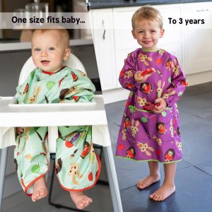 Tidy Tot дълъг лигавник Coverall с джоб и ръкави Plum Purple