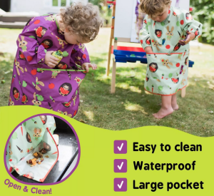 Tidy Tot дълъг лигавник Coverall с джоб и ръкави Plum Purple