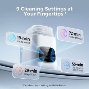 MOMCOZY Уред за миене на бебешки шишета и съдове и стерилизатор 2 в 1 KleanPal Pro