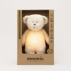MOONIE ORGANIC 2.0: Приятелче за спокоен сън от органичен памук с нощна лампа и успокояващи звуци - МЕЧО "POLAR"